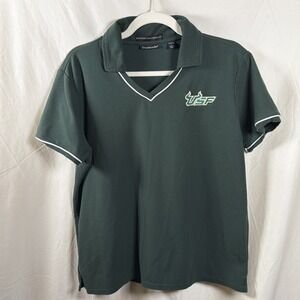 USF Bulls Polo Shirt Womens Large Green Dunbrooke University South Florida NCAA
